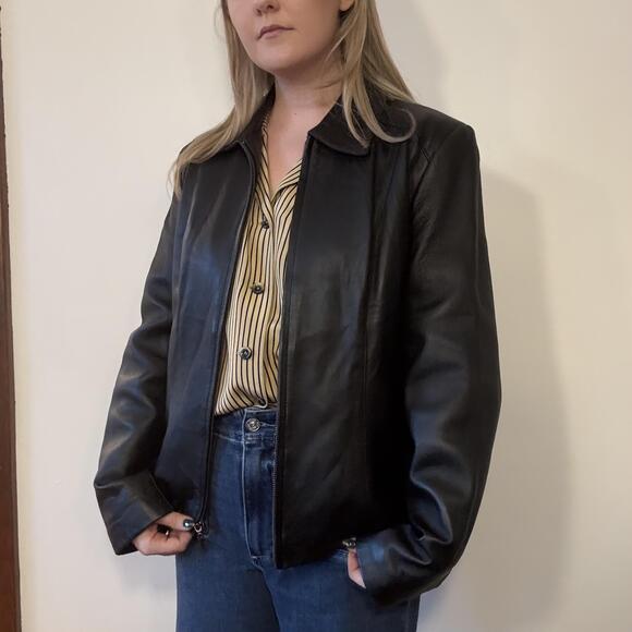 Sonoma Jackets & Blazers - Sonoma Lambskin Black Leather Zipup Jacket
